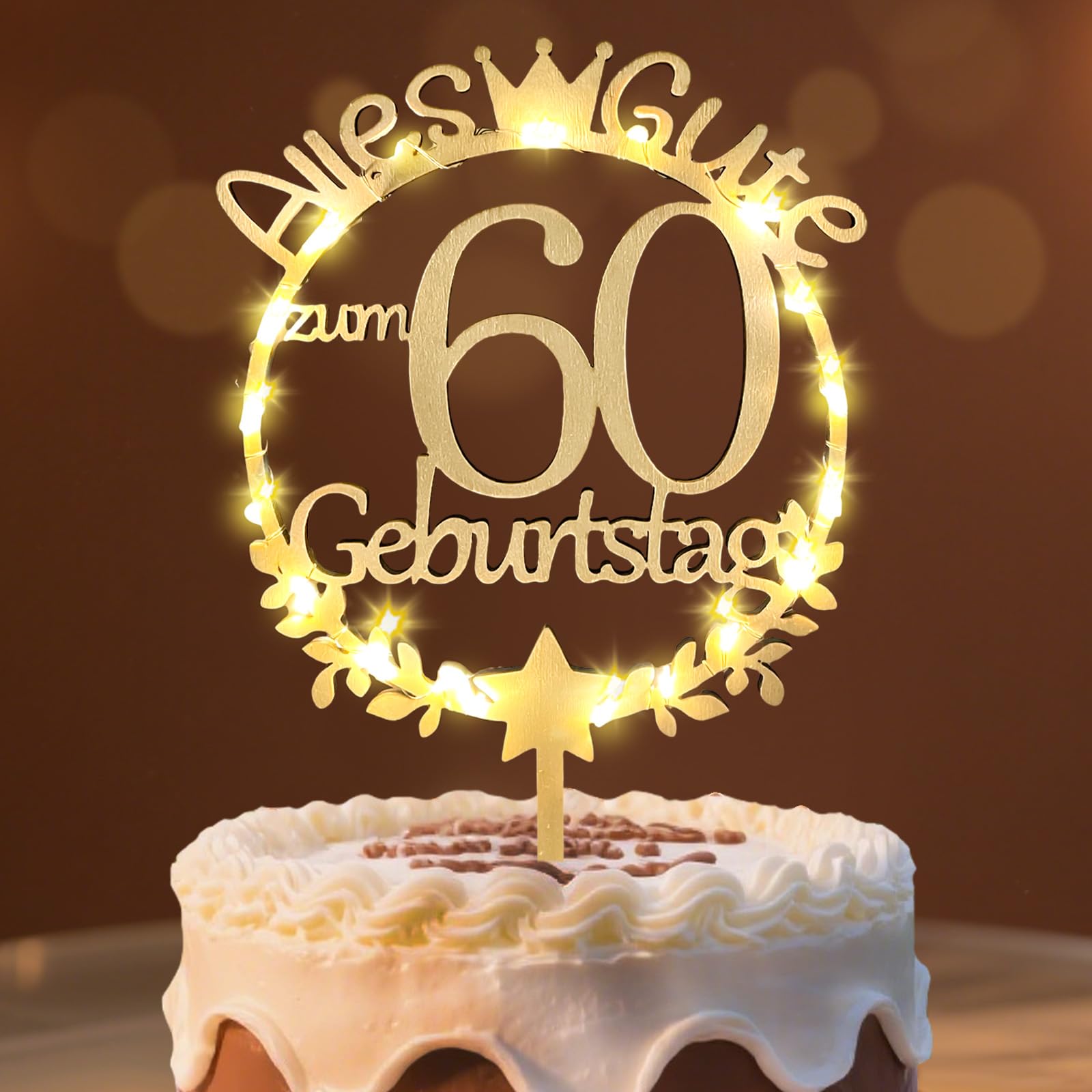 Cake Topper Holz mit LED
