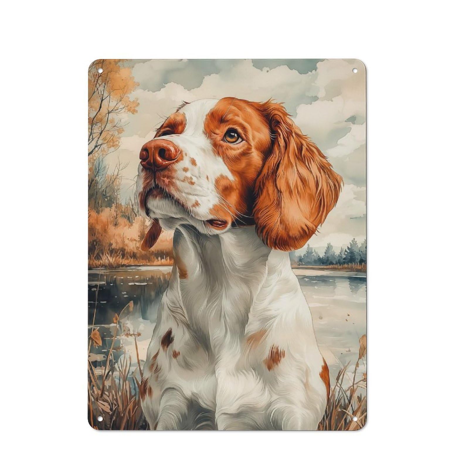 Junmoney Style-9 Vintage Tin Sign 40X30cm With Welsh Springer Spaniel For Bar Or Restaurant, Suited To Bar Decor Enthusiasts