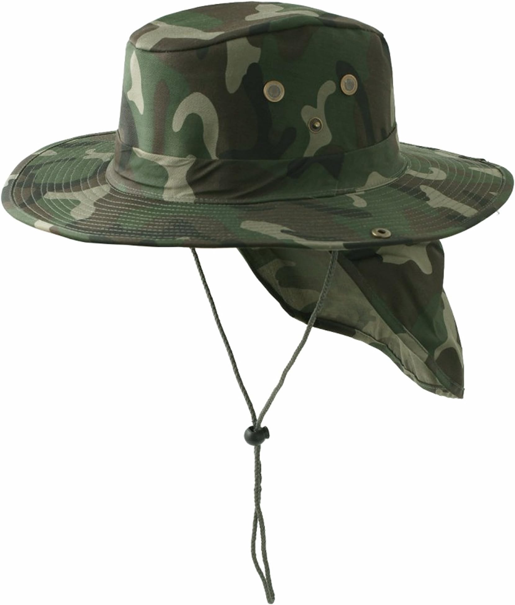 Buy Caps and Hats Safari Fishing Hat with Neckflap Boonie Mens Green Camouflage