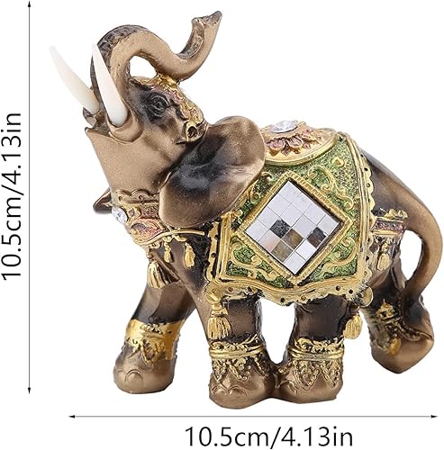 Miniatura 3 de Estatua de elefante verde, tronco, figura coleccionable, riqueza, suerte, Feng Shui, decoración para el hogar, regalo de 3.9 x 1.8 x 3.9 pulgadas