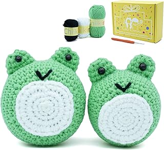 Chiikimu Crochet Kit for Beginners, Amigurumi Crochet Starter Kit with Step-by-Step Video Tutorial, Beginner Crochet Kit for Beginners Adults Kids Learn to Crochet, Frog Brothers (50%+ Yarn Content)