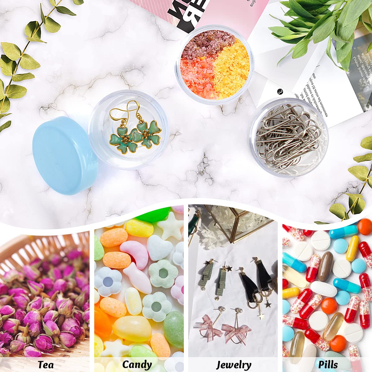 24 doniczki na próbki, podróżne słoiki kosmetyczne 20 ml z pokrywkami dla kobiet | Plastikowe doniczki podróżne do cieni do powiek, pudru, balsamu i kremów, wielokolorowe