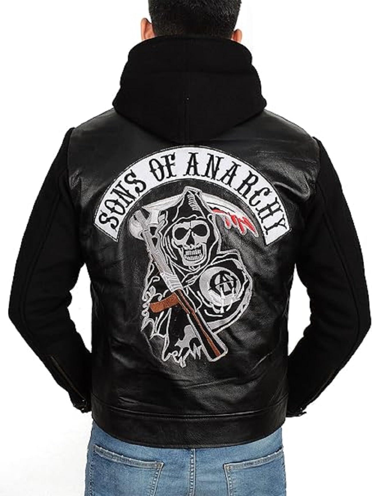 Chalecos y sudadera con capucha de piel para hombre, diseño de Hijo de la Anarquía Biker Club California