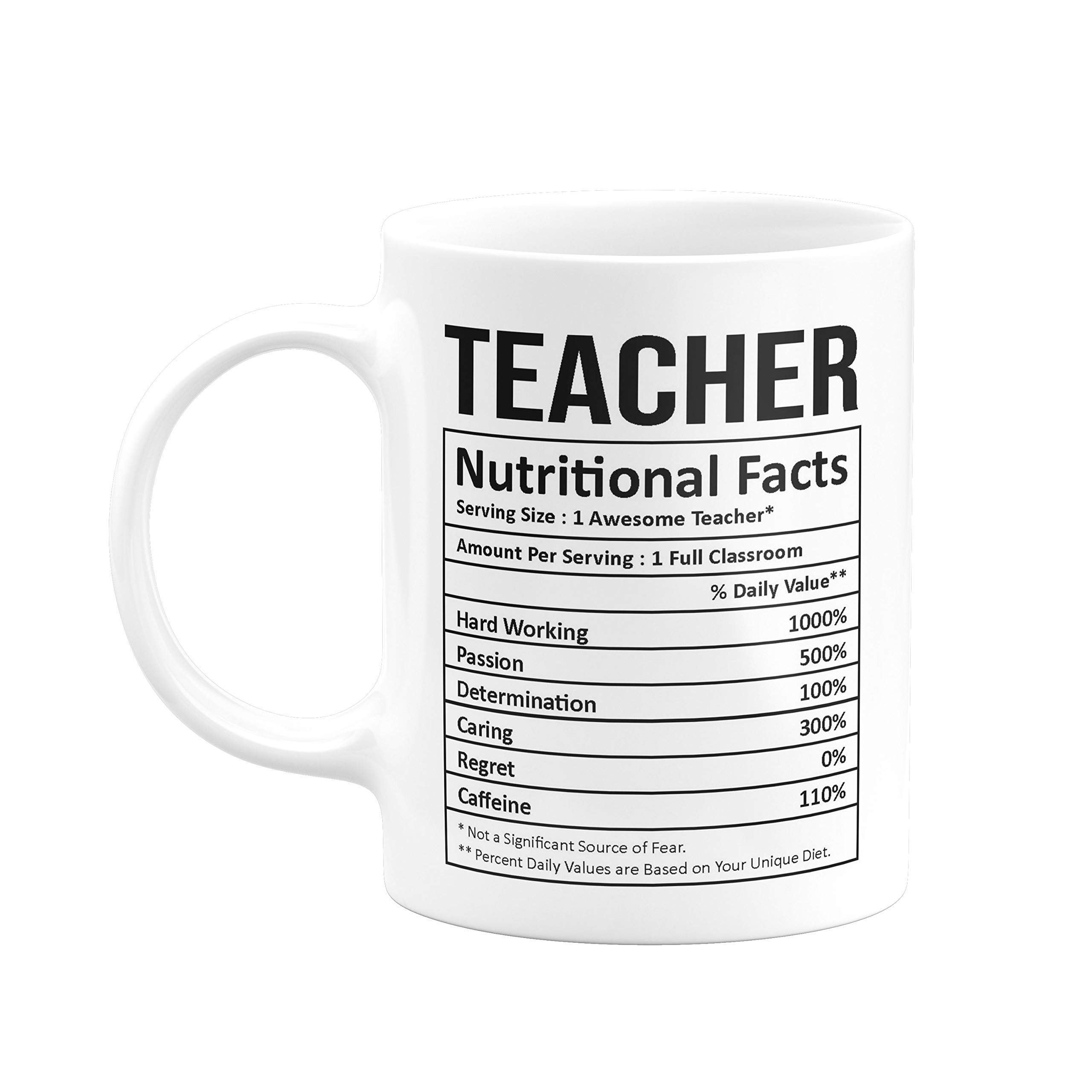 Visibee Teacher Nutritional Facts FPM155 Printed on Ceramic White Coffee Mug