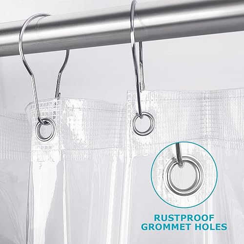 Miniatura 3 de MhhYLL Forro de cortina de ducha blanco, 72 x 72 pulgadas, vinilo de 0.35 oz, forro de cortina de ducha de plástico resistente, forro de cortina de