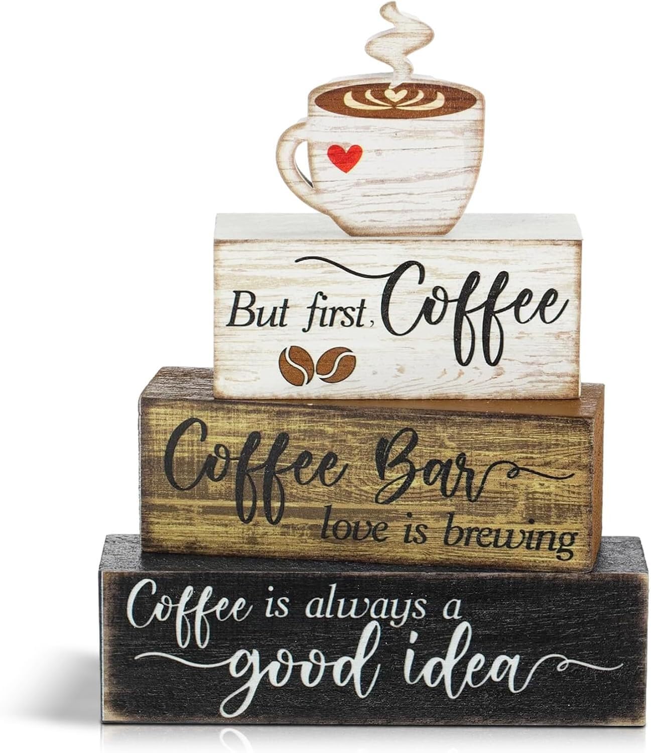 QIXCXAZ Timeless But First Coffee Sign Crafted With Set Of 4 Charming Coffee Bar Decorations Farmhouse Decor Evolution