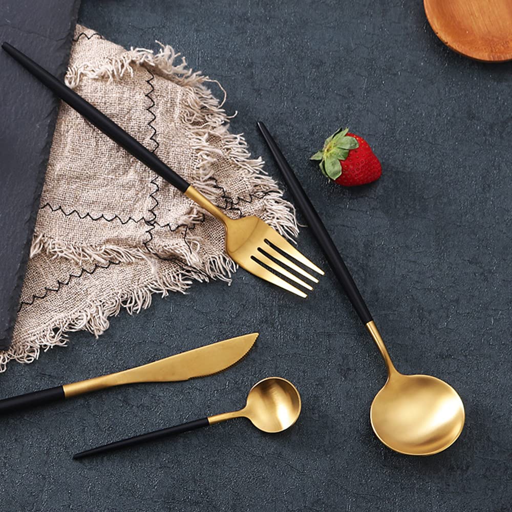 Besteck Set, Edelstahl-Besteck Set 6 Personen, 24-teiliges Geschirr, Prägnant, Nische Essgeschirr für Zuhause und Restaurant, Hochzeit, Halloween, Weihnachten