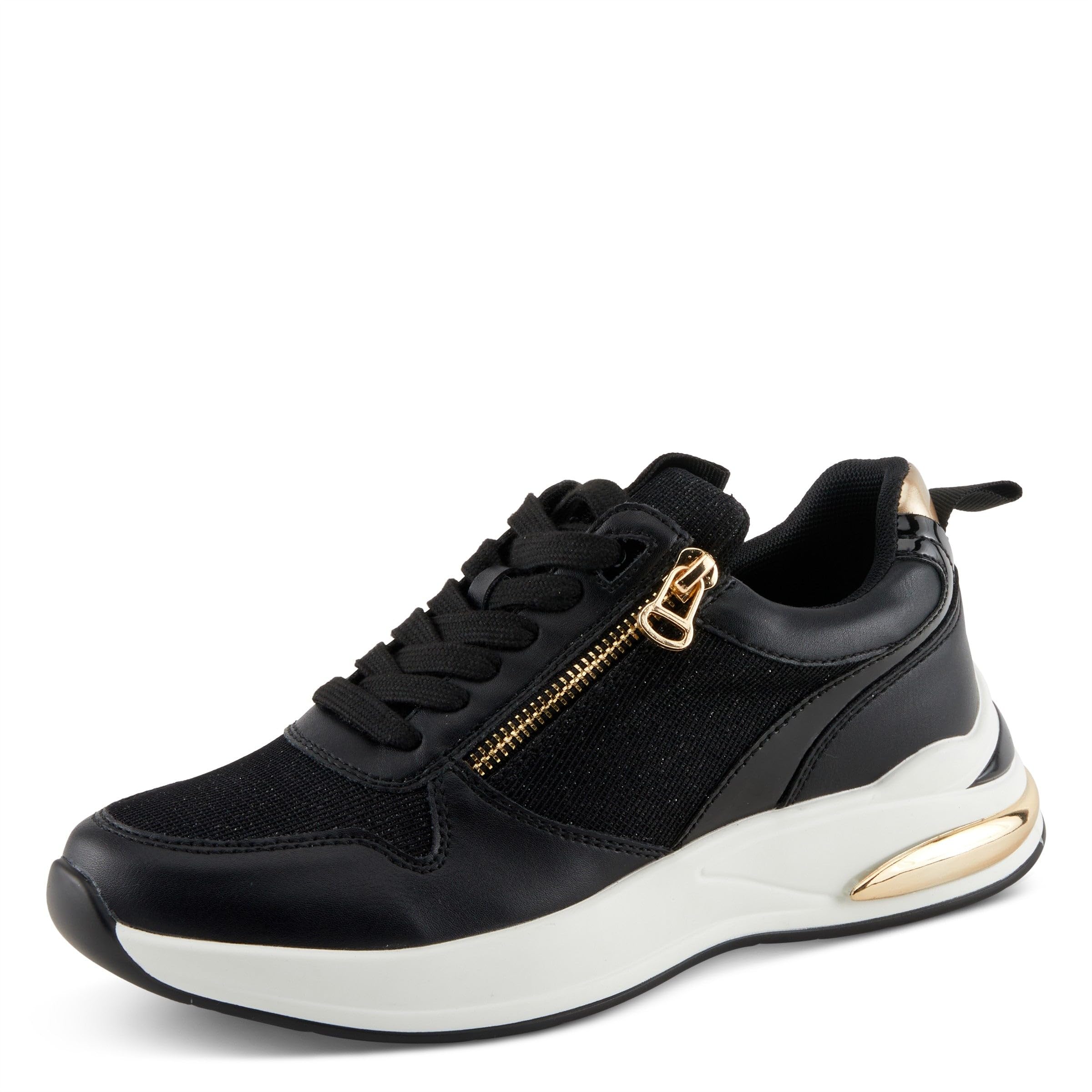 PATRIZIA Women's URSA Platform Sneakers with Sparkling Upper, Gold Metallic Accents, and Comfortable Fit