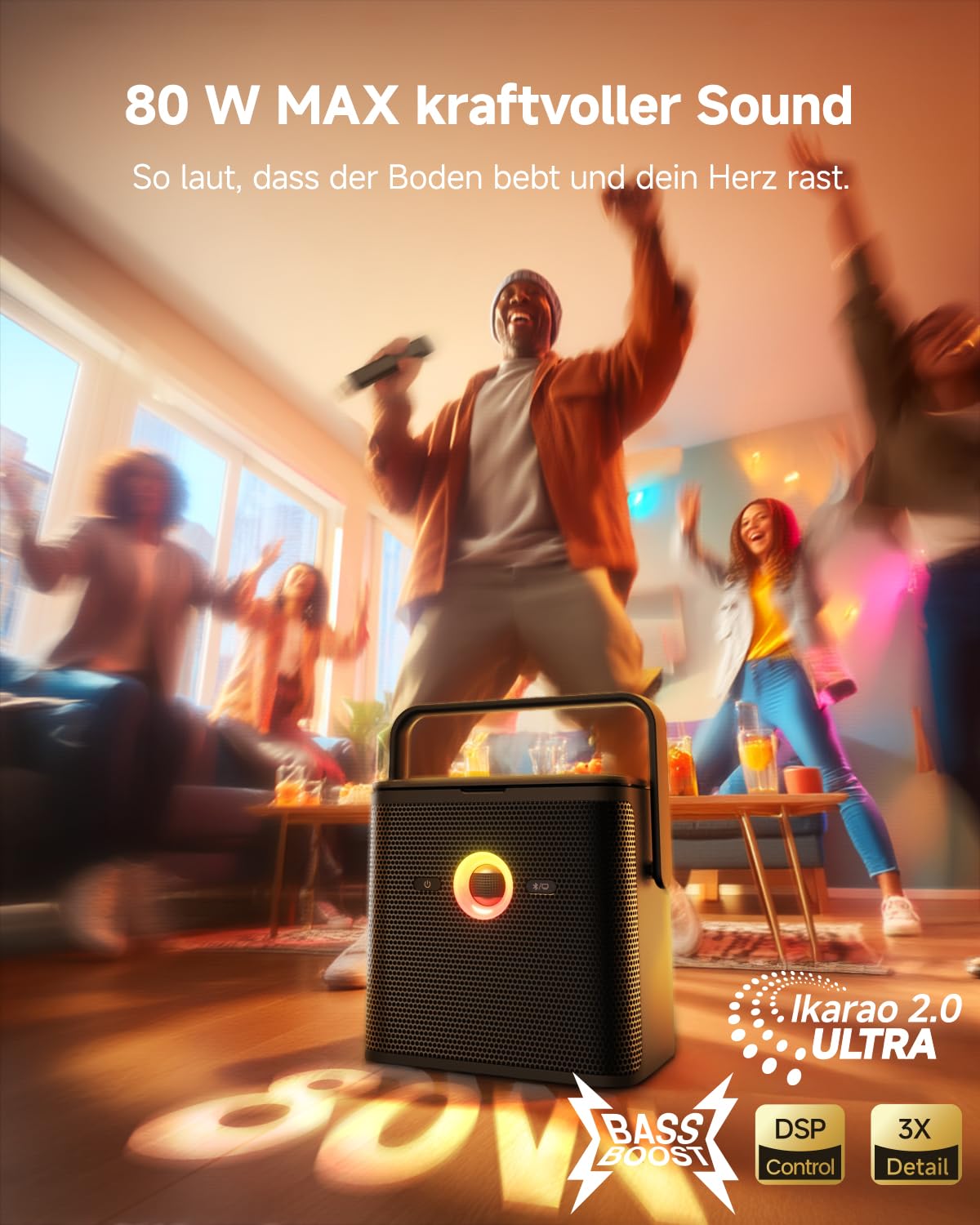 Ikarao Macchina per karaoke per adulti, con schermo di visualizzazione dei testi, tablet per karaoke da 32 GB, 2 microfoni wireless, altoparlante per karaoke con equalizzatore automatico, connessione