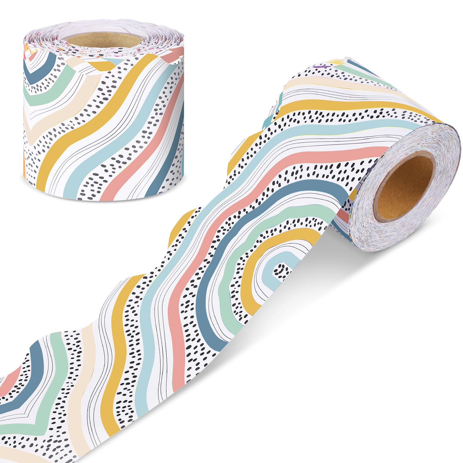 Fuutreo Bulletin Board Border - 65.6 ft Colorful Stripe -1