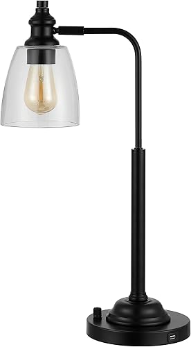 Miniatura 6 de SAFAVIEH Lighting Collection Rino - Lámpara de mesa industrial rústica de hierro negro de 23 pulgadas para dormitorio, sala de estar, oficina,