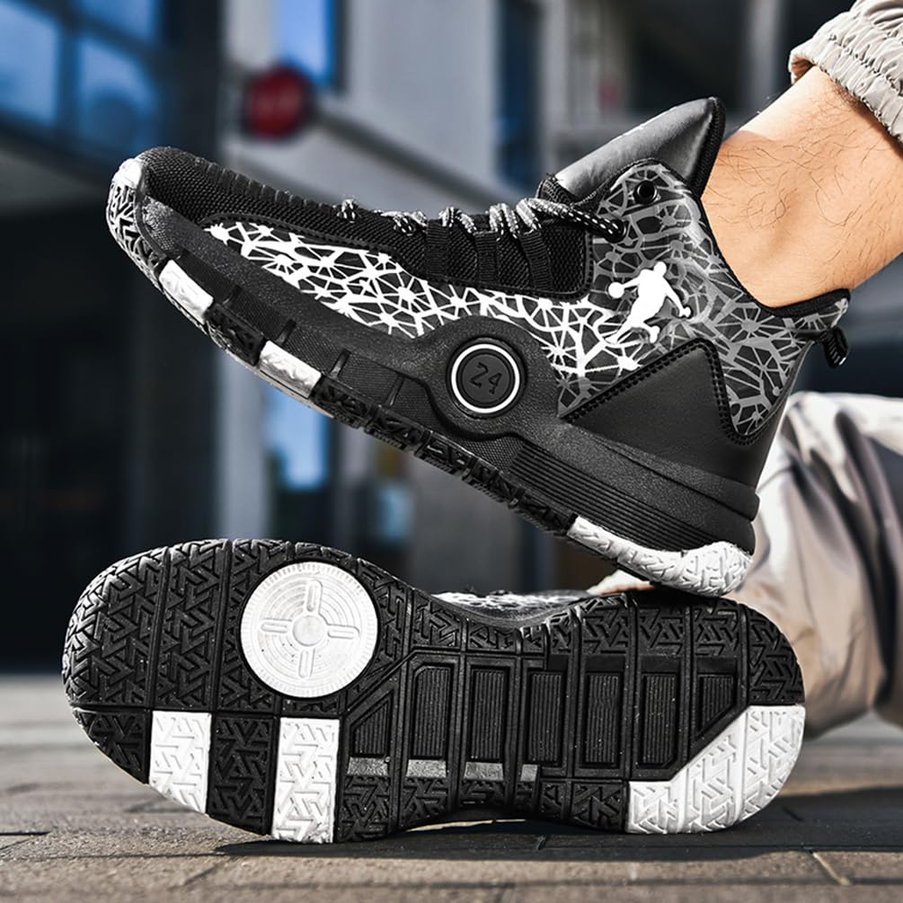 Zapatillas de Baloncesto para Niños Moda Calzado de Baloncesto para Niño Aire Libre Deportivas Fitness Antideslizantes para Correr Zapatos de Running (BBA-R13, 34EU)