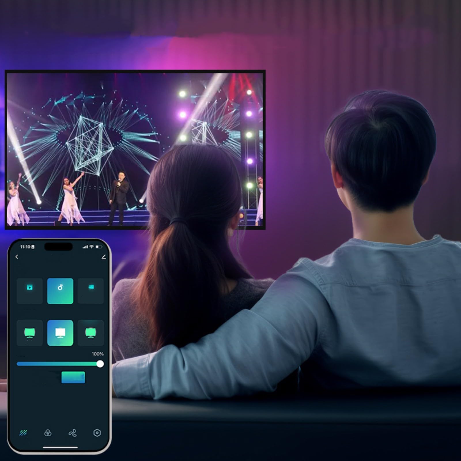 Luces LED para TV Tira de Luces LED, retroiluminación LED para Caja de sincronización, sincronización de música, Luces LED RGB Que cambian de Color para Control Remoto de aplicació