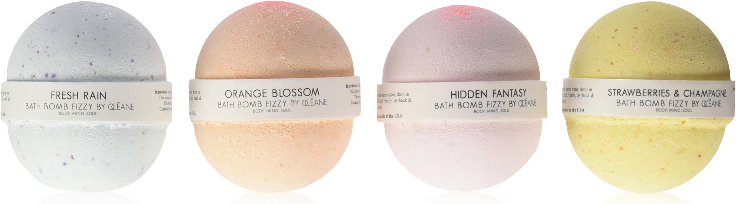OCEANE Bath Bomb Fizzies Handmade Soaps 4 Fragrance Set
