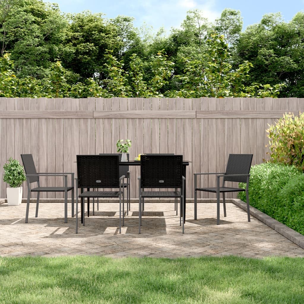 Chaises de lot de 6 noir résine tressée 54x62,5x89 cm pour table de jardin et salon