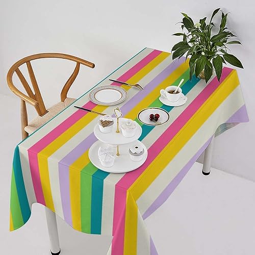 Miniatura 21 de Mantel retro moderno de mediados de siglo, diseño de colores retro de los años 50, resistente al agua, mantel lavable para cocina, comedor, fiesta