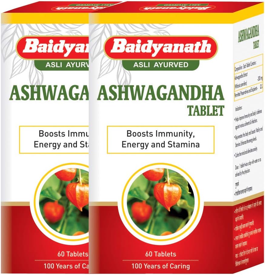 Baidyanath Asli Ayurved Ashwagandha 60 Tablets (Pack Of 2)| Rejuvenates Mind & Body | Improves Strength & Energy | Immunity Booster | Rich in Antioxidants