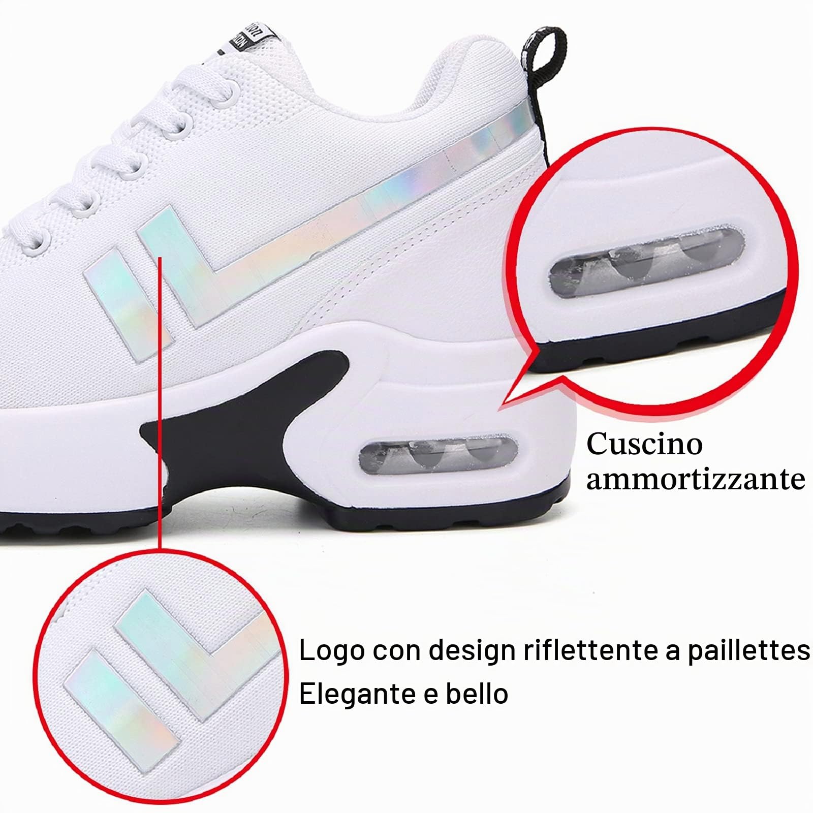 AONEGOLD Sneakers Donna Zeppa Scarpe da Ginnastica Sportive Running Fitness Casual Tacco Zeppa 8.5 CM