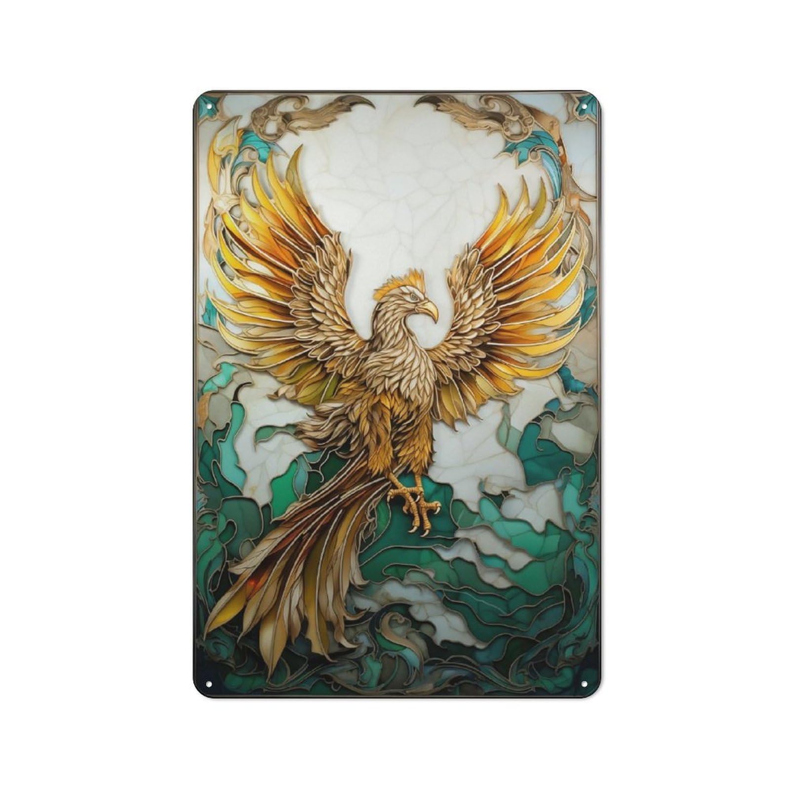 Junmoney Abstract Phoenix Vintage Vintage Metal Sign 30X20cm Featuring Room Wall Plaque For Flat, Dorm Room, Lounge Or Cafe