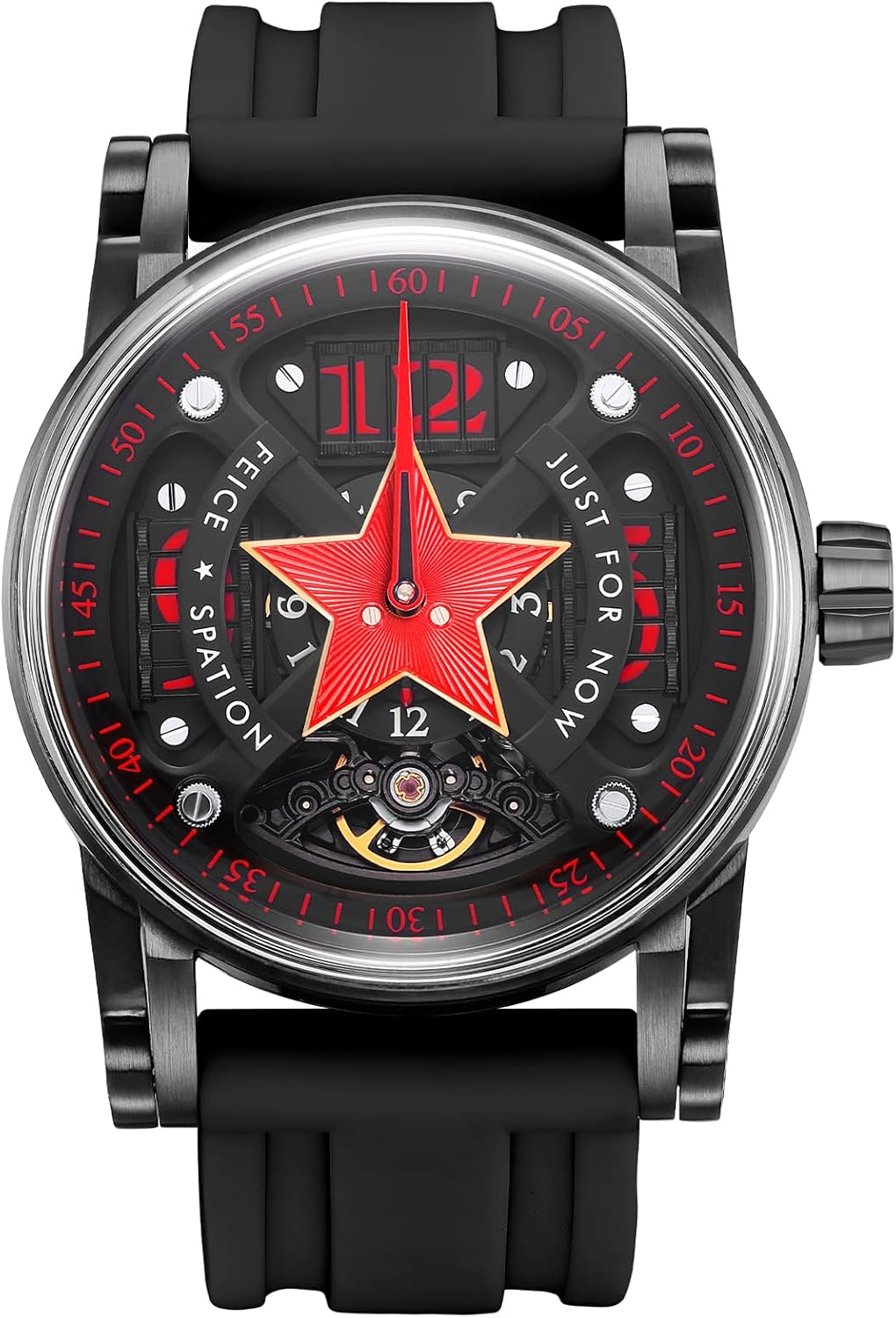 FEICE Watch for Men Automatic Mechanical Watch Skeleton for MenWatch Titanium Steel 50M Waterproof Mens Wristwatch Luminous Analog Watches No Battery Silicone Strap,FM502 Collector's Edition - Image 1 of 7