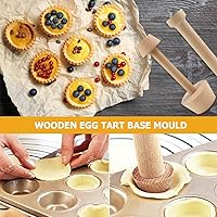 Vista 4 de DOERDO Juego de 4 piezas de tarta de madera de doble cara, tartas de huevo de doble cara, herramientas de pastelería, herramienta de pastelería