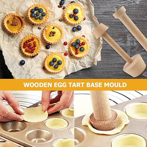 Miniatura 4 de DOERDO Juego de 4 piezas de tarta de madera de doble cara, tartas de huevo de doble cara, herramientas de pastelería, herramienta de pastelería para