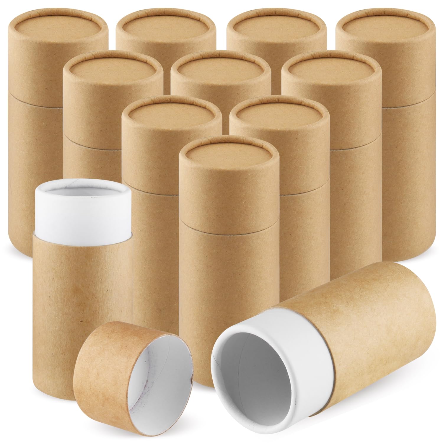 Photo 1 of 12 Pcs 50ml/1.7oz Kraft Paper Jar Empty Cardboard Boxes Round Cardboard Gift Packaging Tube Container with Lid for Crafts Tea Coffee Cosmetic - Brown