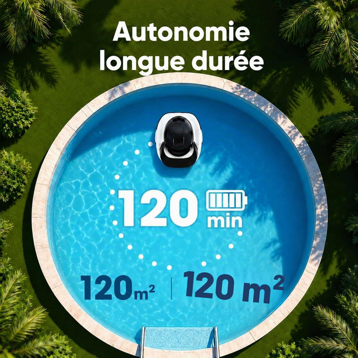 Robot Piscine, Aspirateur Piscine sans Fil, 120 Min