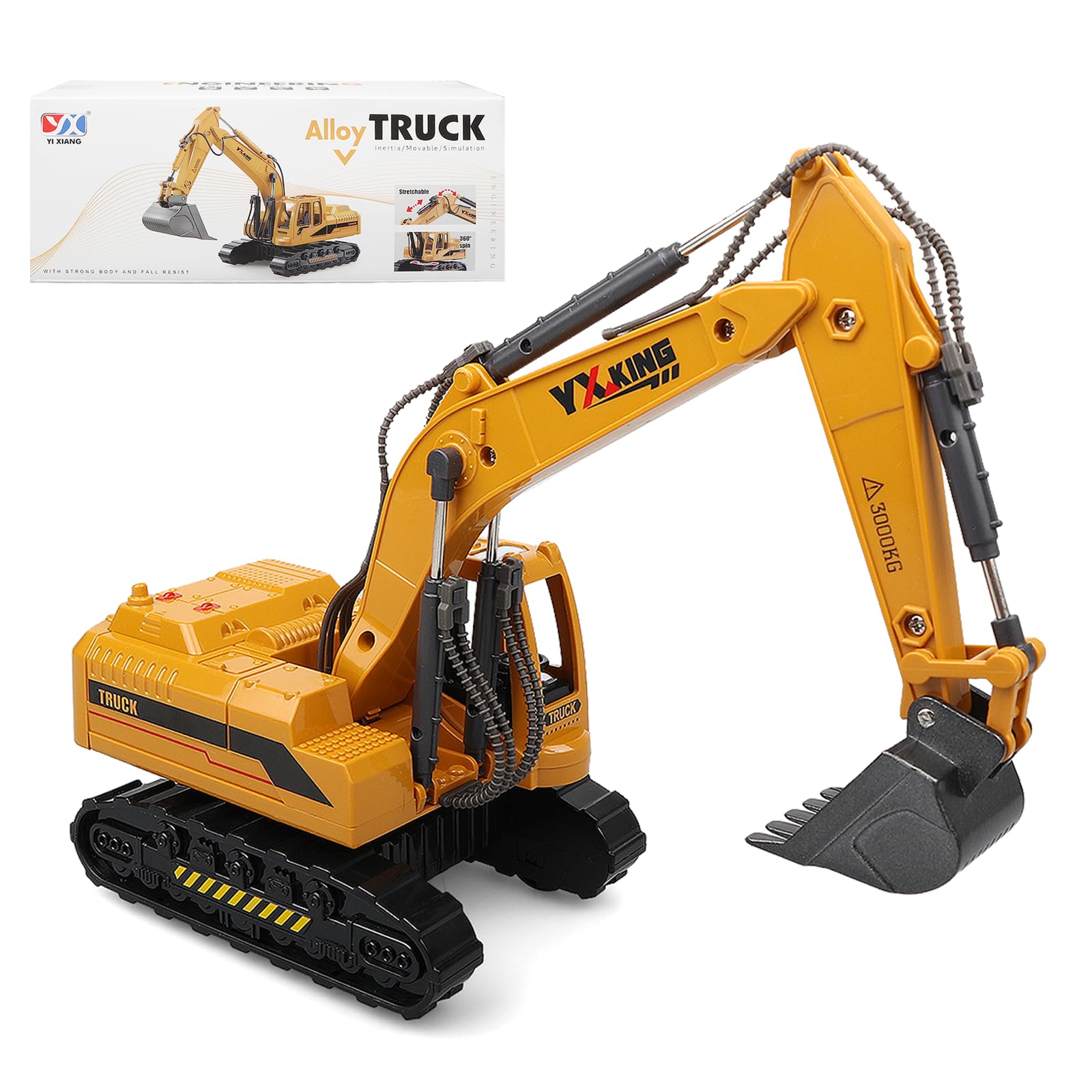 Excavadora de metal ABS, equipo de construcción manual fundido a presión, camión excavador, modelo de juguetes para niños de 3 a 5 años, 4 a 7, 8 a 12 años, regalos de Navidad y cumpleaños