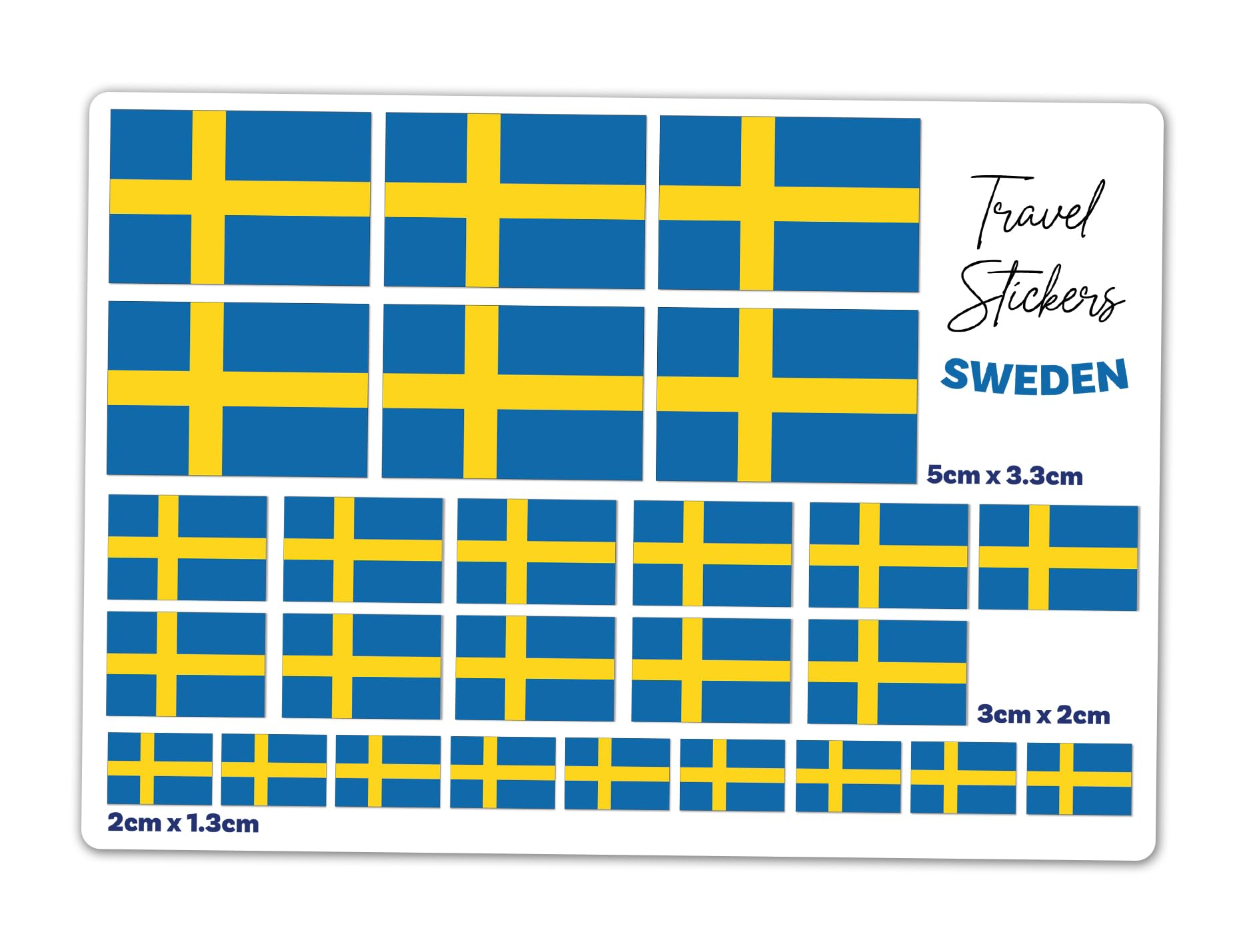 A4 Aufkleber Bogen Schweden Flagge – Glänzendes Vinyl, 100 Mikron, Für Auto, Laptop, Kühlschrank