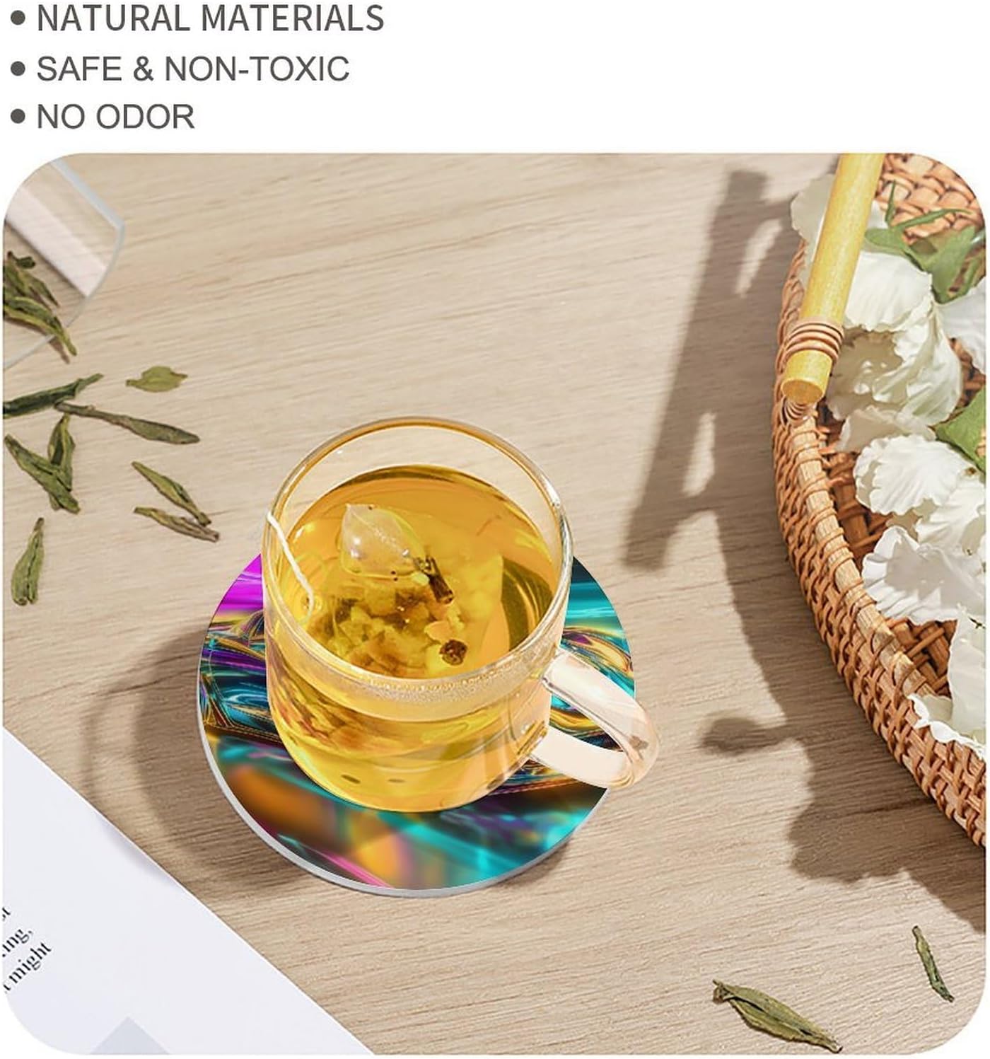 Colorful Glowing Racing Car Funny Round Ceramic Coasters for Drink Absorbent Cup Holders Tabletop Protection