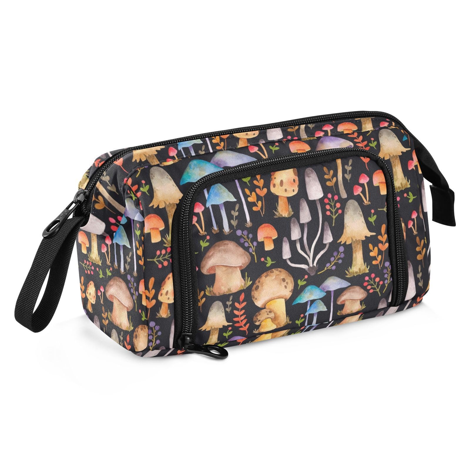 Mushrooms Print Big Capacity Pencil Pen Case Large Pencil Pouch