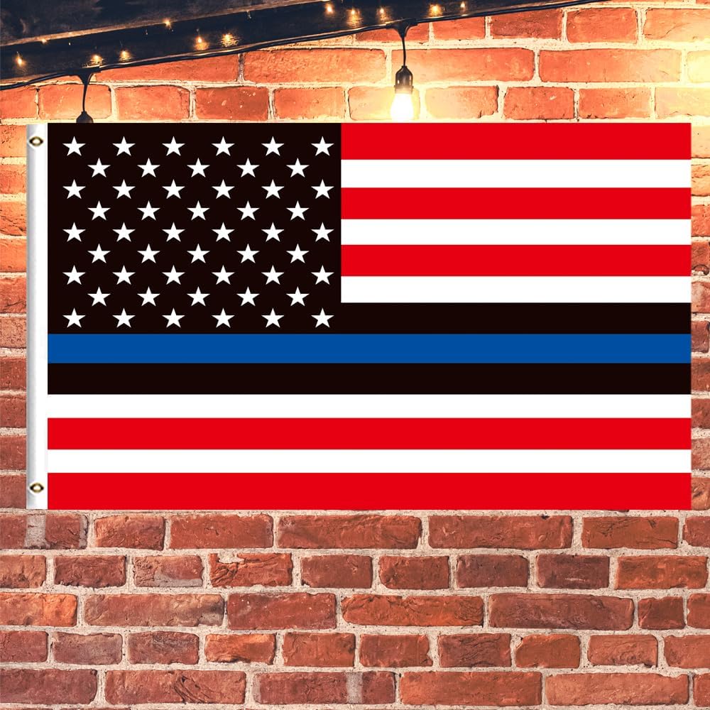 Blue Line American Flag Heavy Duty double sided 3 Ply 3x5 Feet Stripe Lives Matter Flags with Brass Grommets, Fade-Resistant for Home, College Dorm Decor, Outdoor, Indoor，RED