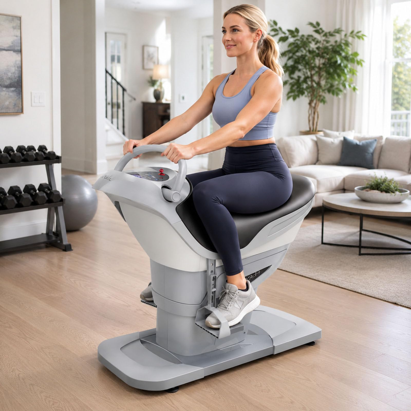 Elektrisches Reitgerät Mit 20 Intensitätsstufen,5-Achsen-3d-Reitsimulator Und 3 Automatischen Programmen Für Heim- Und Fitnessstudio-Training Im Sitzen (Cardio,Taille,Beine & Gesäß) A