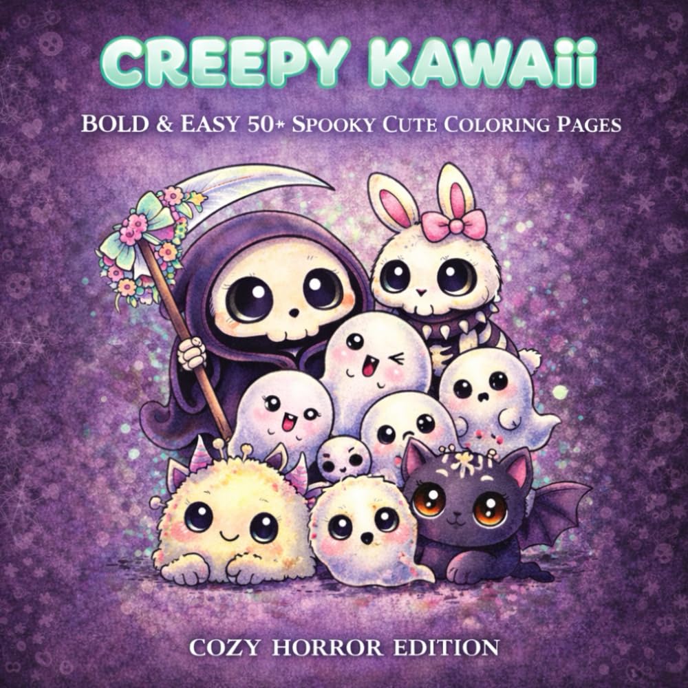 Creepy Kawaii Coloring Book: Spooky Cute Pastel Goth Illustrations for Adults: Bold and Easy Dark Aesthetic Designs with Ironic Horror Quotes for Stress Relief and Relaxation