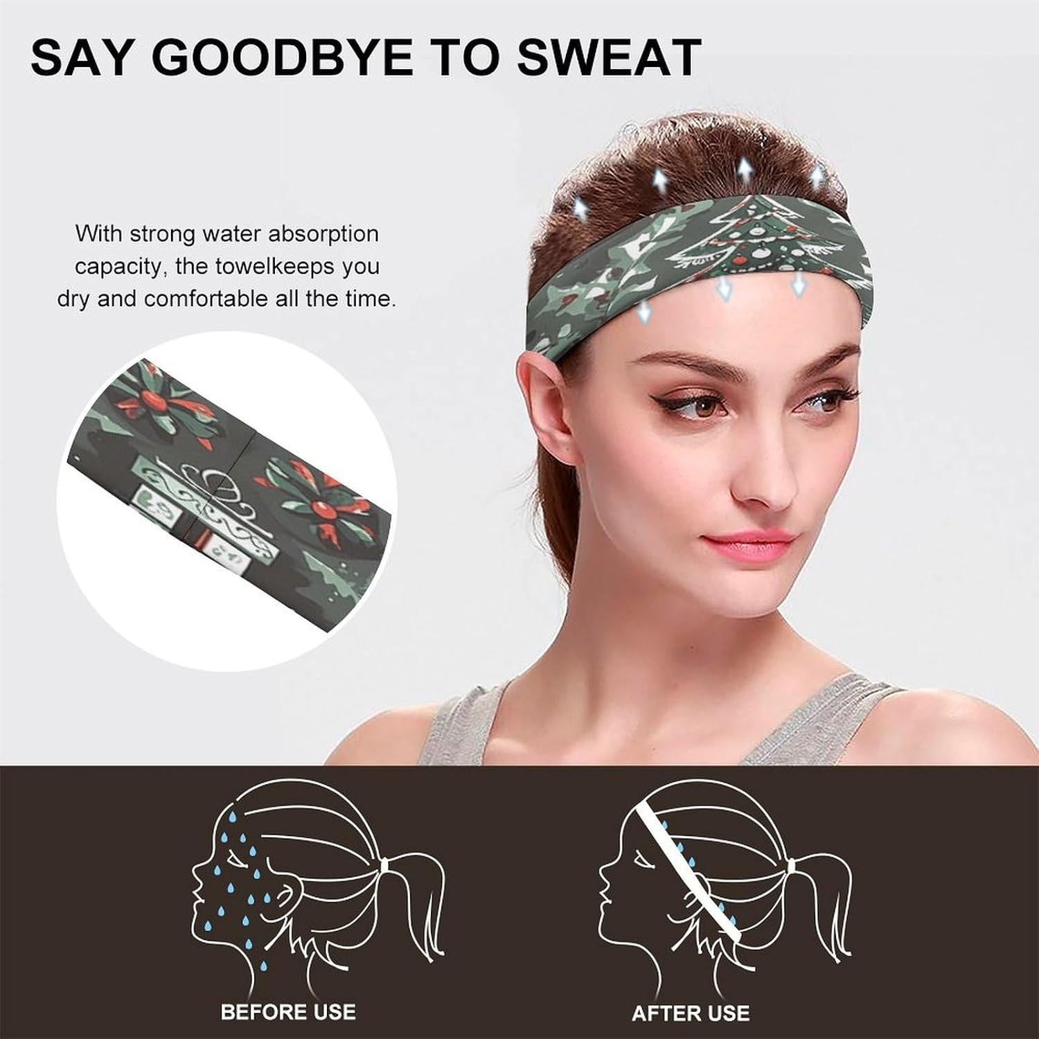 Gothic Christmas Sports Headband Sweatband Running Headband