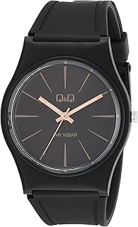 ساعة بسوار راتنج اسود للرجال من كيو اند VS42J011Y أسود انالوج