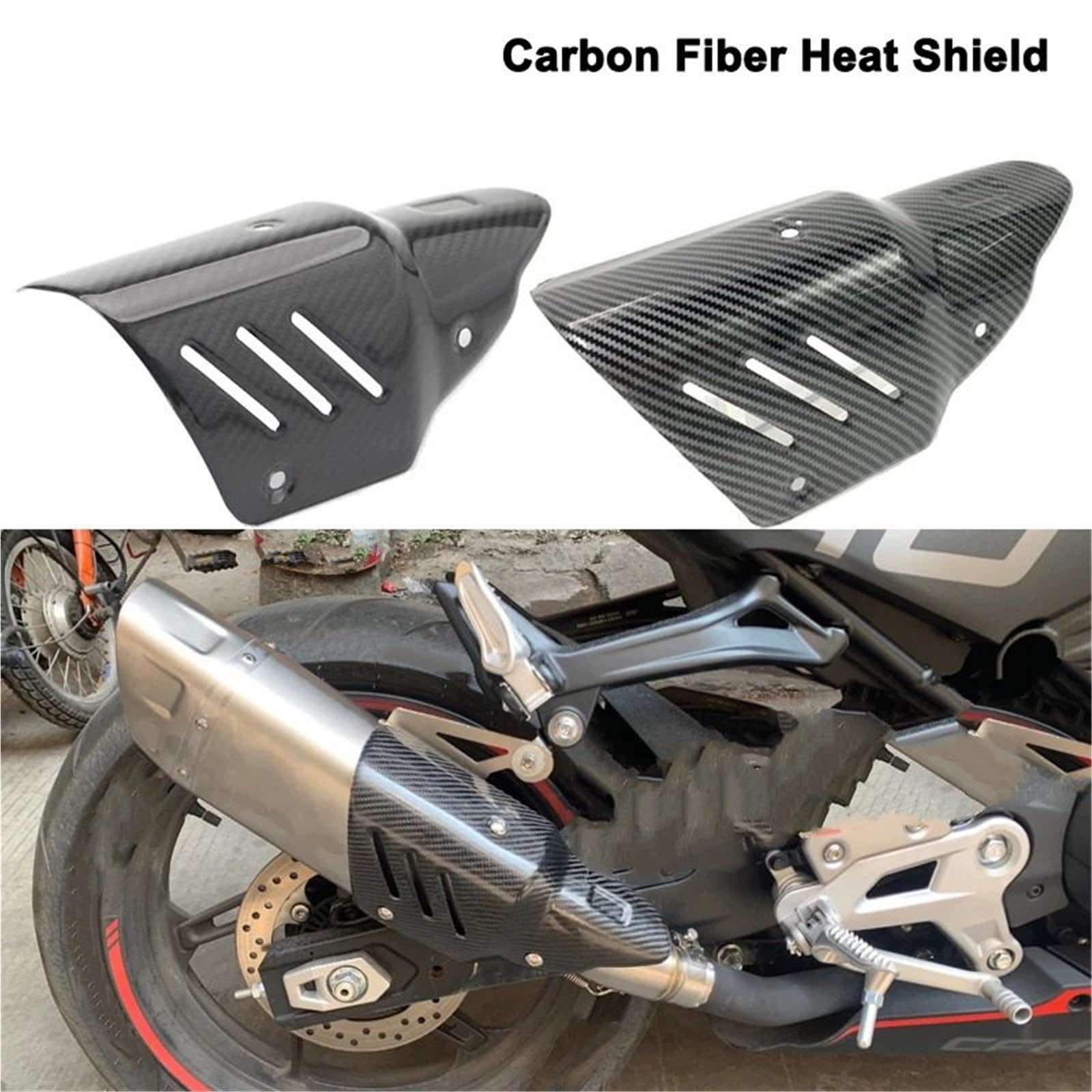 Motorcycle exhaust cover Protection thermique d'échappement de moto, Convient pour pour Yamaha MT03 R3 R6, en fibre carbone véritable, anti-brûlure