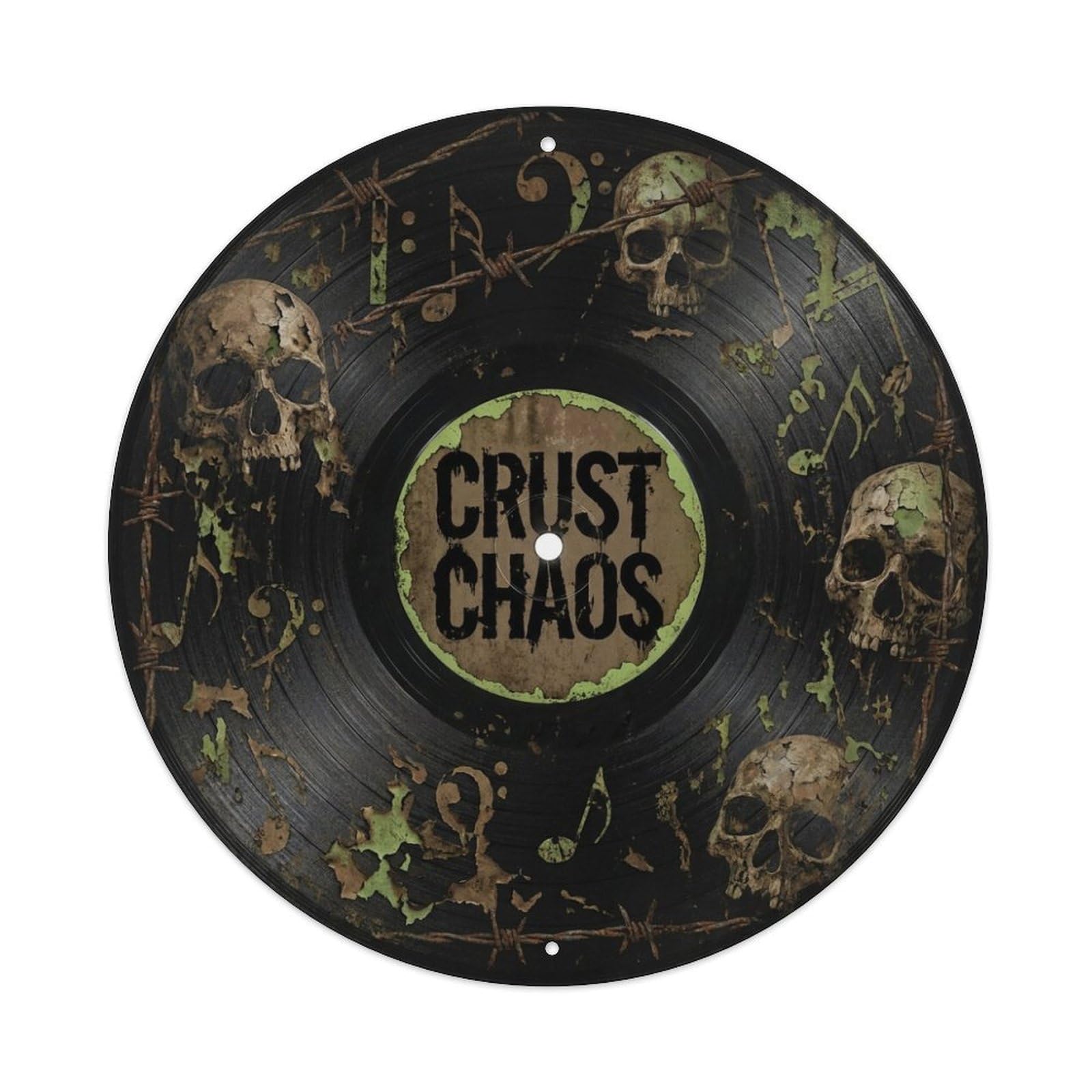 Punk Turntable Groove Crust Chaos Record Cover Metal Tin Sign