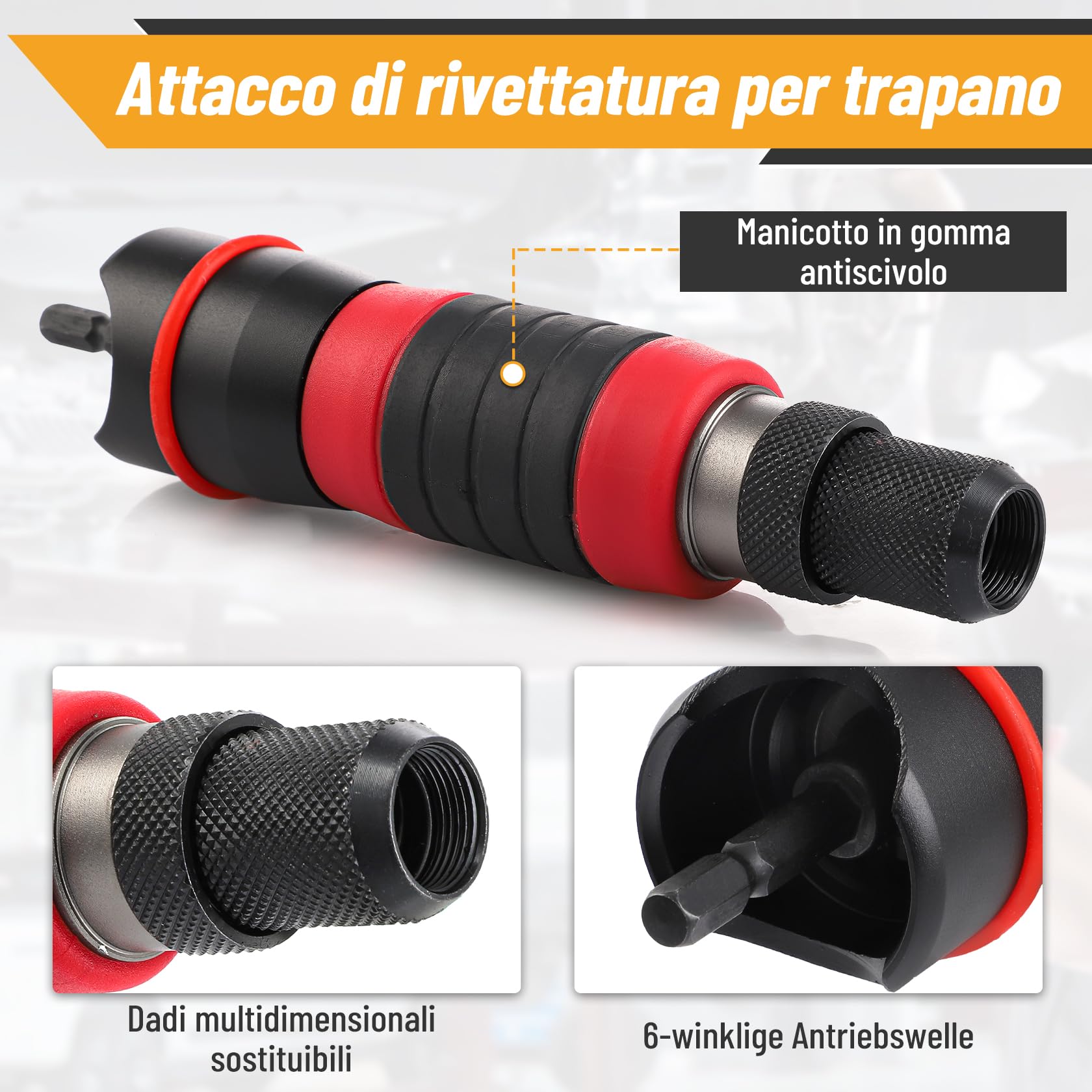 Kit Adattatore Per Rivettatrice A Trapano - Con 4 Punte, Per Rivetti Ciechi - Foto 7