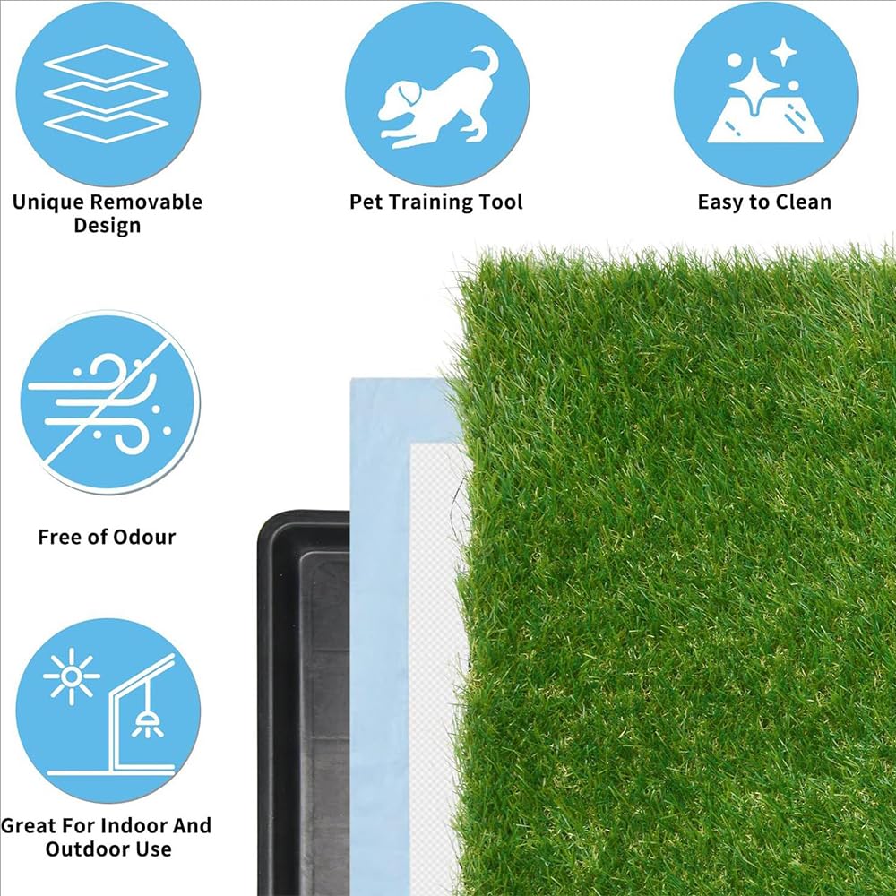 Toilette pour Chien,Tapis d'apprentissage De La Propreté avec Séparateur d'Urine,Deux Tapis de Paille pour Chien avec Grand Plateau (64 x 51cm),avec Plateau Extractible,pour Le Dressage des Chiens