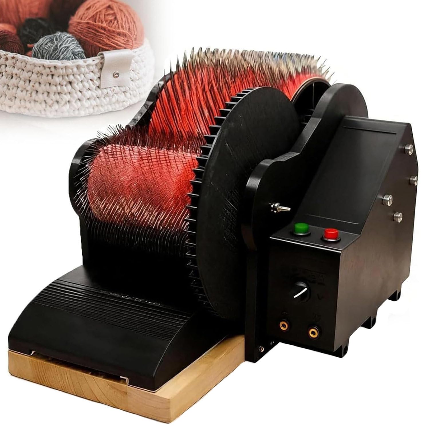 GmhXylophyte Electric Wool Carder - Felt Drum Carding Machine With Foot Pedal, Brush & Awl, Adjustable Forward & Reverse Speed, For Spinning Combing, Diy Crafts