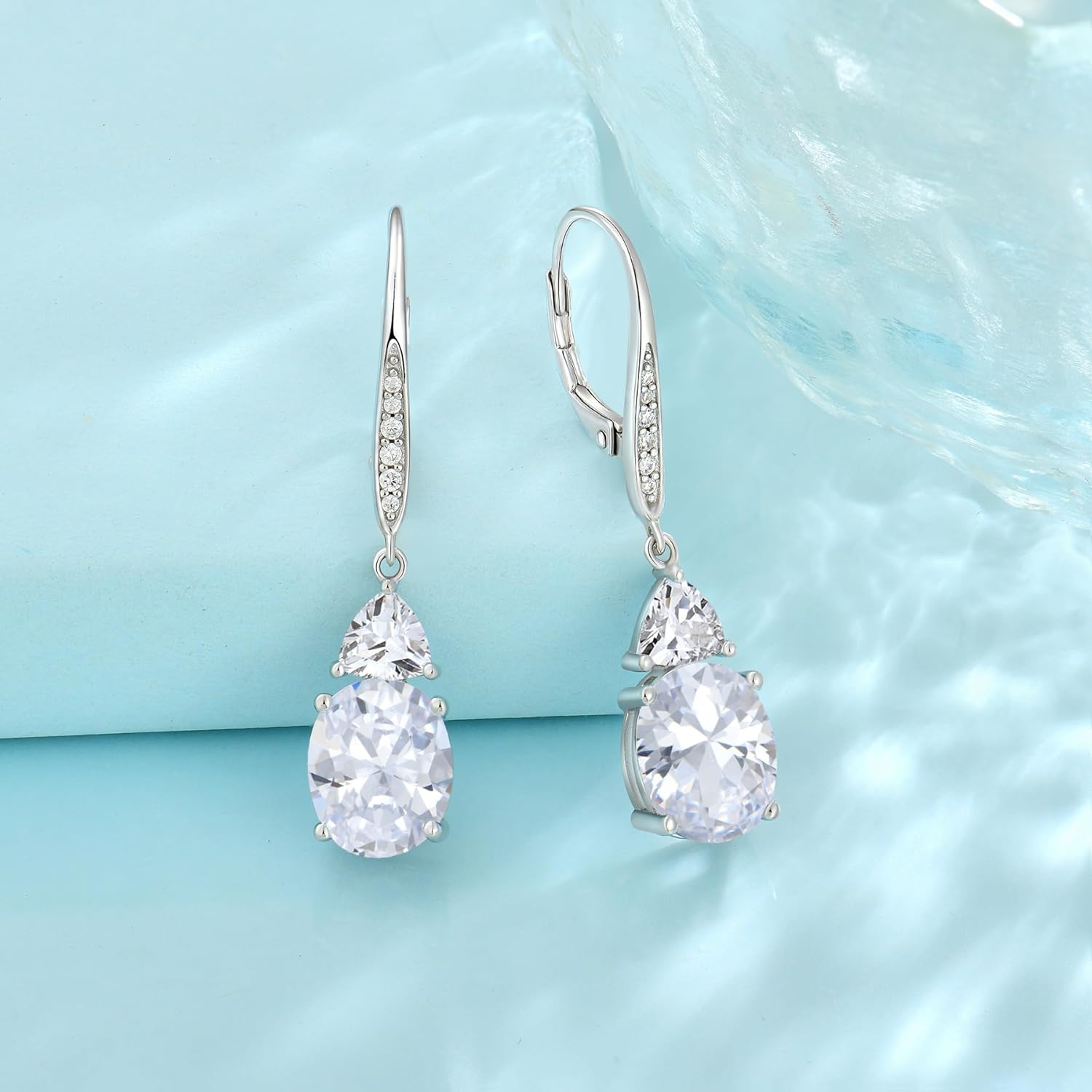 Oval Dangle Drop Earrings for Women 925 Sterling Silver Leverback Earrings Birthstone Jewelry Gifts for Her - Image 4