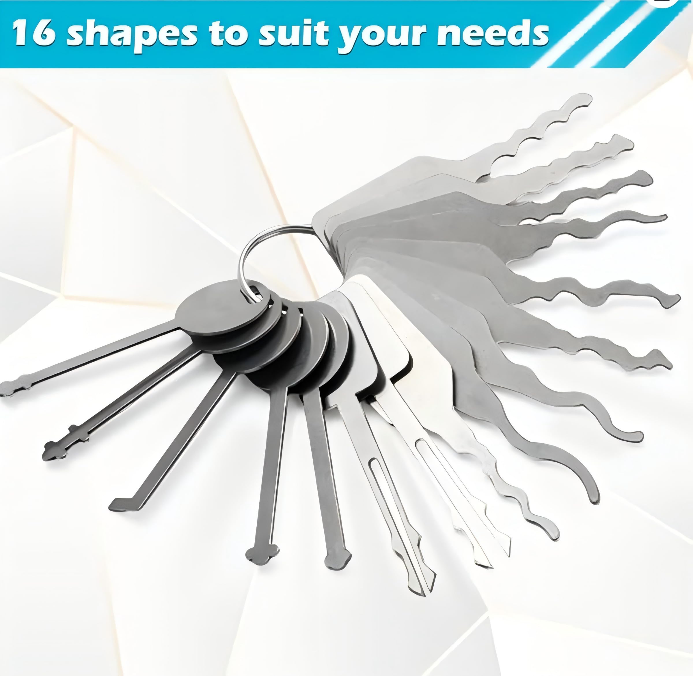 Zixx 16 Pcs Set Repair Tool Sets, Hand Tools for Automobiles,Stainless Steel Car Pick Tool Kit Heavy Duty Hand for Forklift Lgnition Cabinet Toolbox