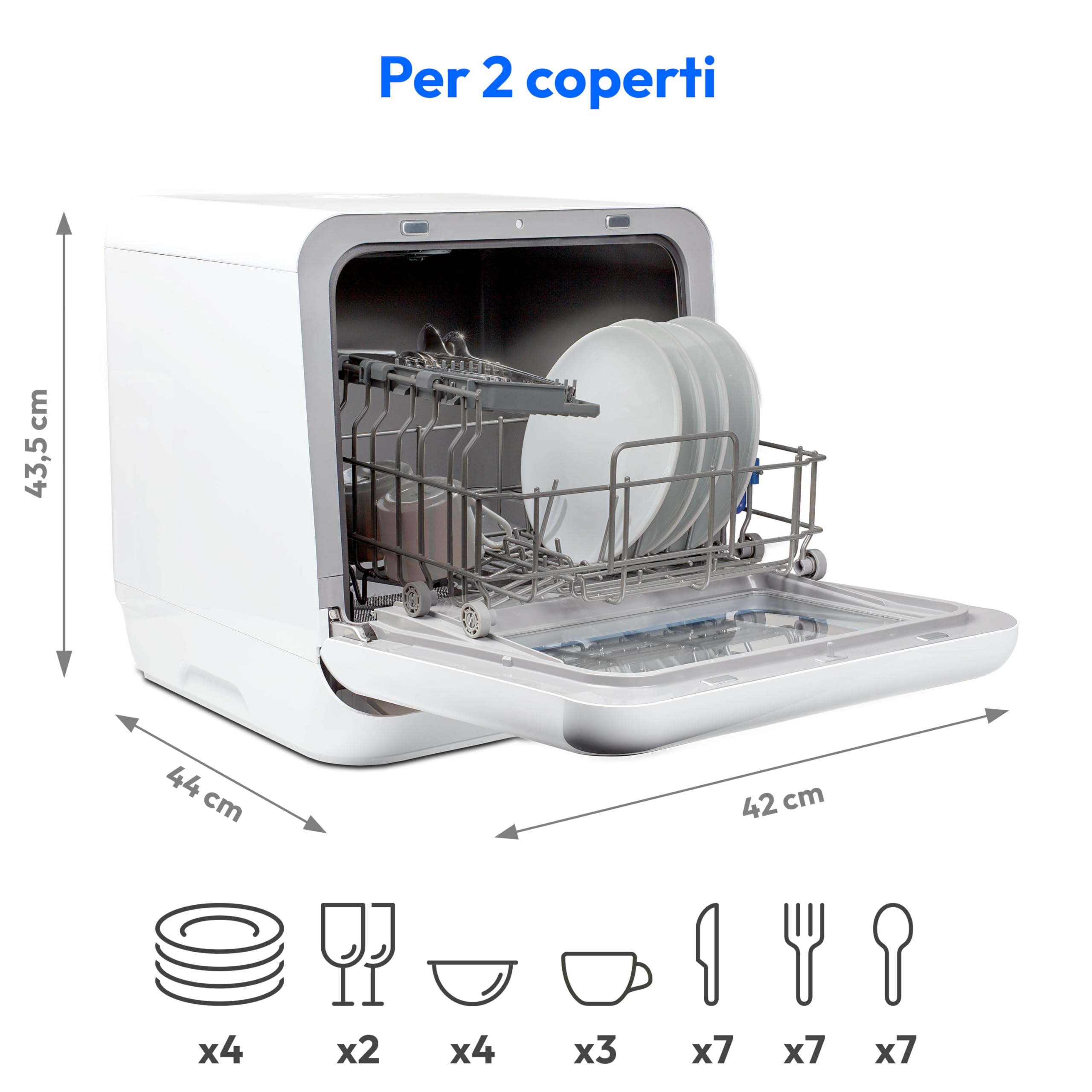 MEDION Mini Dishwasher DWT20 (lavastoviglie da tavolo, lavastoviglie, 2 coperti, funziona con/senza collegamento all'acqua, 6 programmi di pulizia, biberon, preselezione dell'ora di avvio