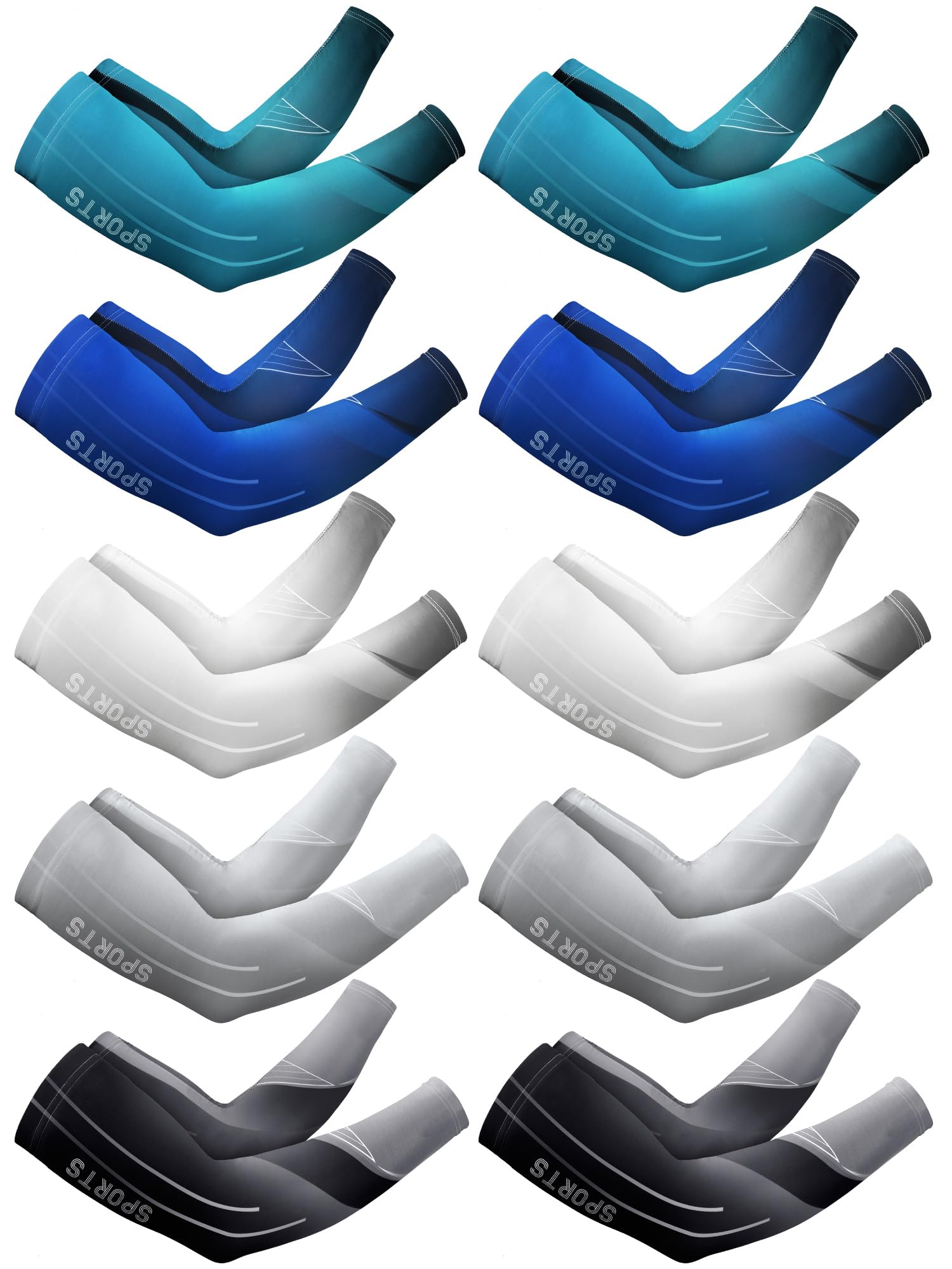Tisancy 10 Pairs Sun Protection UV Arm Sleeves Cooling Anti Slip Compression Sleeves Sports Polyester Cycling Covers