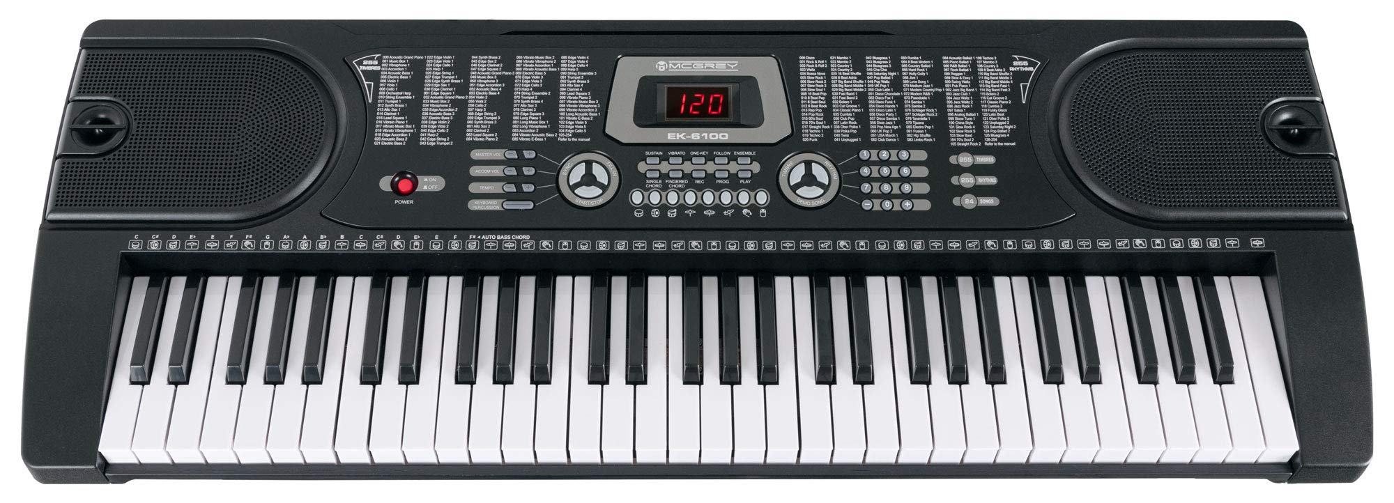 McGrey EK-6100 Keyboard Safety Fix Set, Einsteiger-Keyboard mit 61 Tasten | LC-Display, 255 Sounds, 255 Rhythmen, 24 Demo Songs, 8 Drumssounds, Effekte: Vibrato, Sustain, Aufnahmefunktion, Sync, 9 kg
