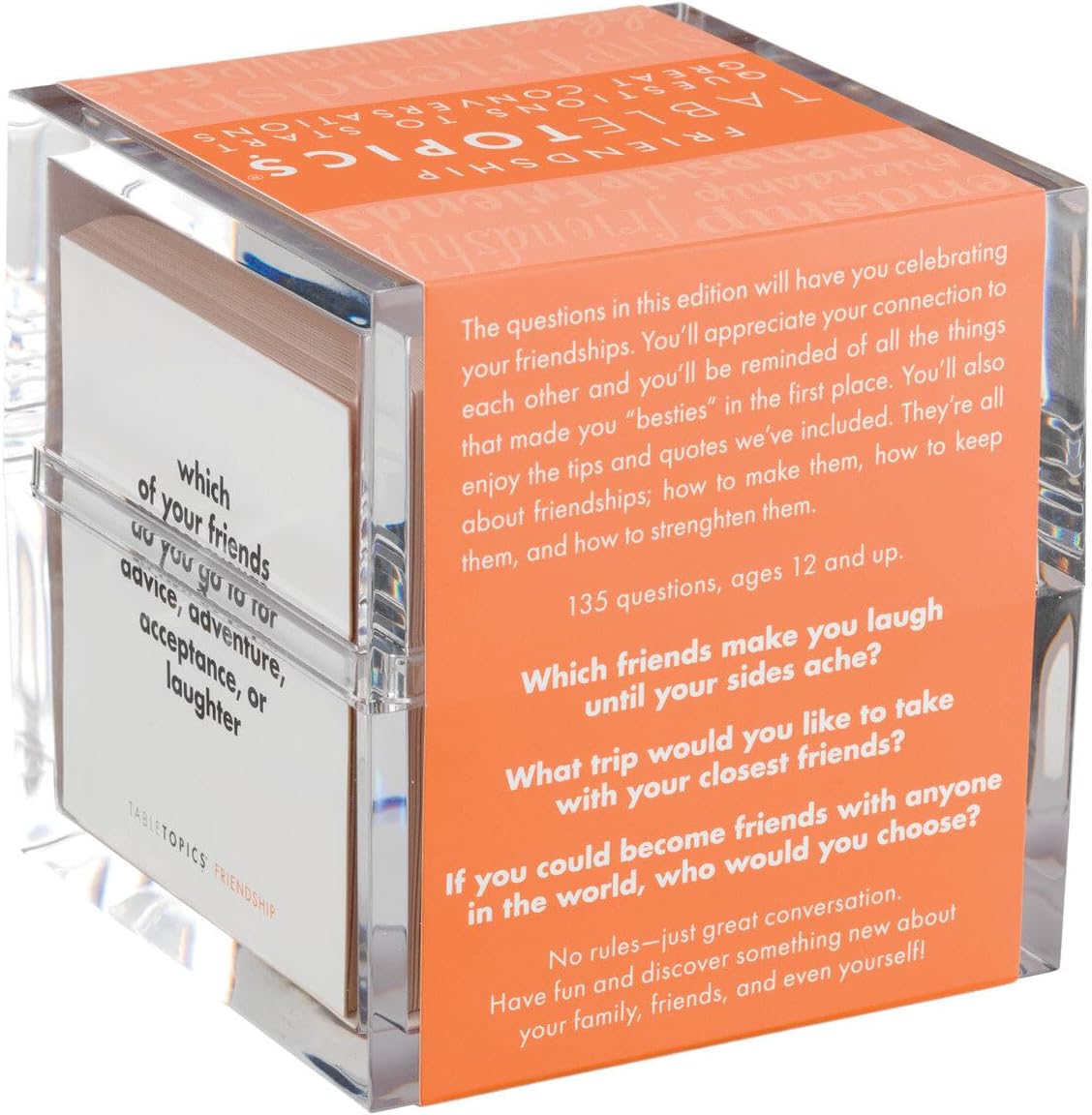 TableTopics Friendship Conversation Starter Card Game - 135 Entertaining Questions Plus Quotes & Tips for Groups of Adult Friends to Play & Deepen Bonds, Girls’ Night Activity