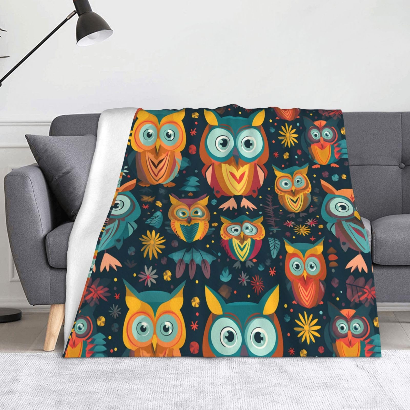 Couverture de chambre hibou jeté de lit 152x127 cm motif croyances
