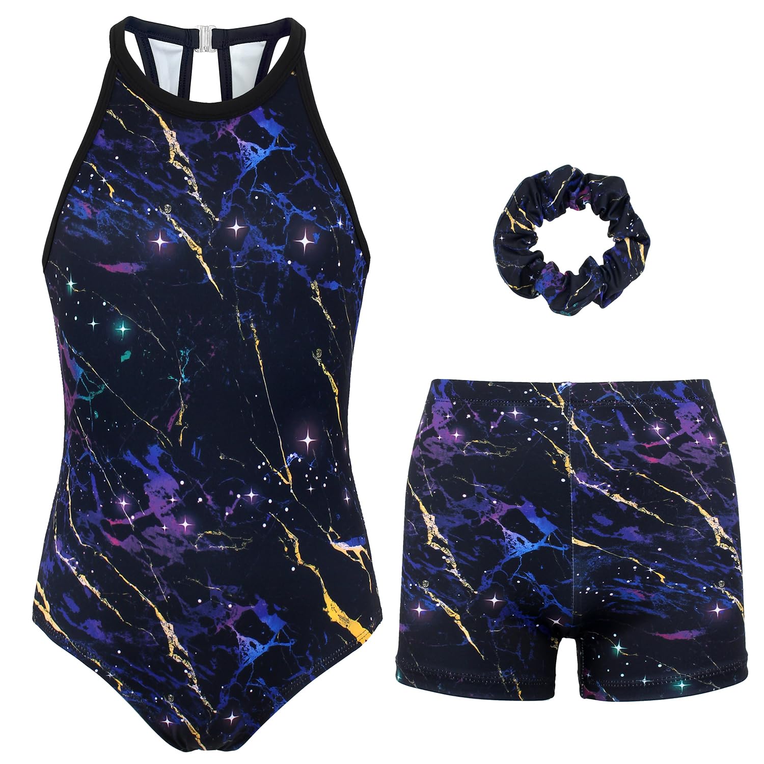 MODAFANS Gymnastics Leotards for Girls With Shorts Tumbling Dance Clasp Back Activewear